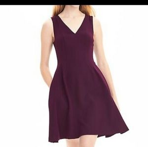 Banana Republic Purple V-Neck Fit and Flare Dress